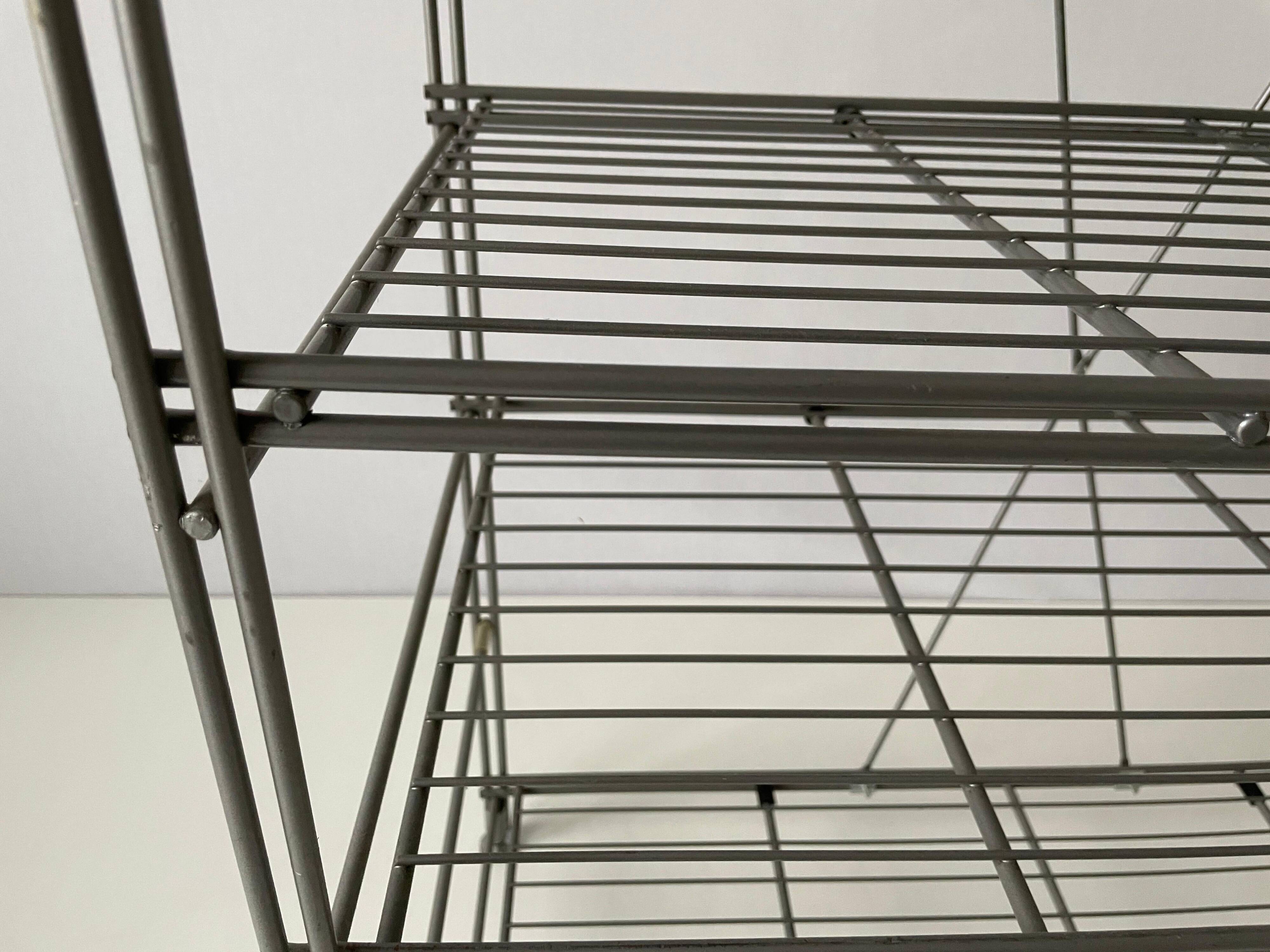 Free-standing industrial shelf with a metal structure, 4 shelves, 1960s, Germany.