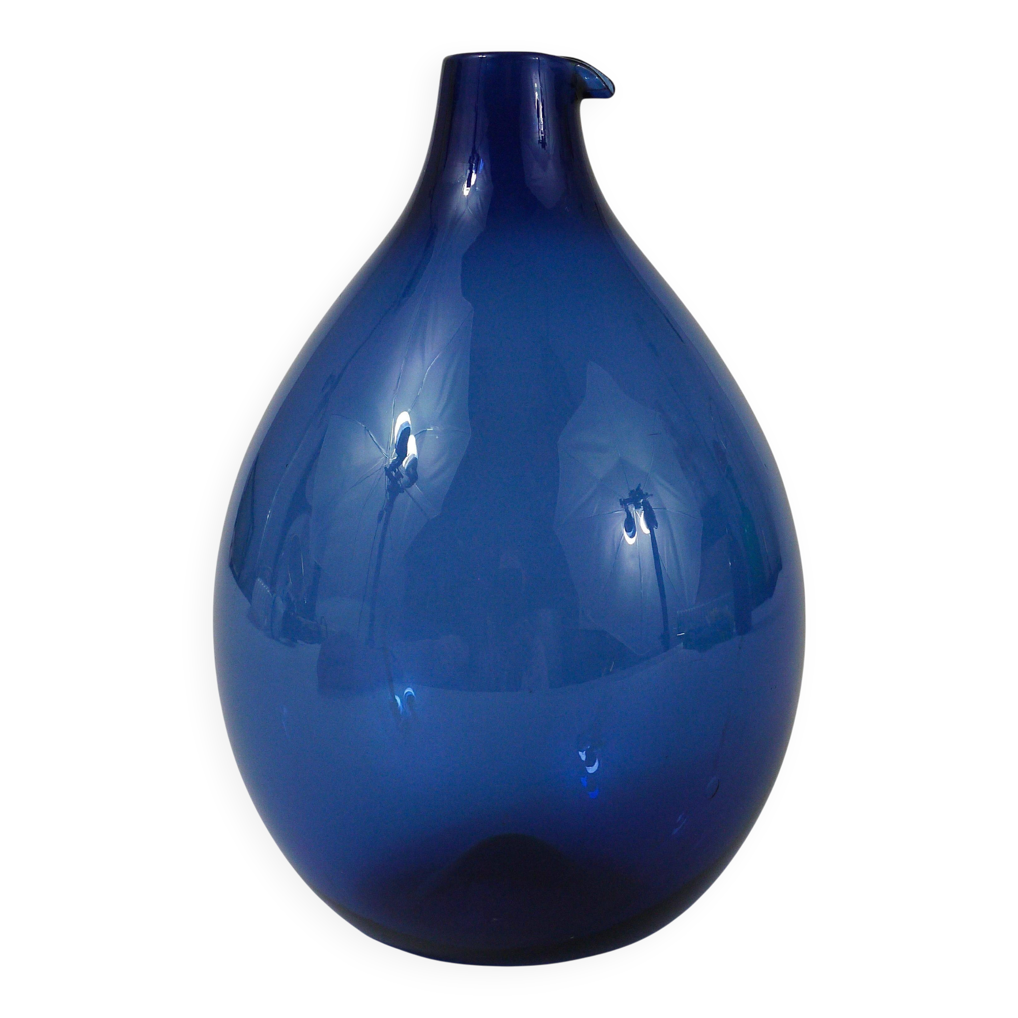 Glass vase signed Bleu Timo Sarpaneva Pullo Oiseau, Iittala, Finland, 1950s