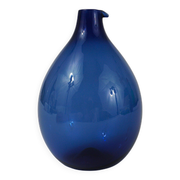Glass vase signed Bleu Timo Sarpaneva Pullo Oiseau, Iittala, Finland, 1950s