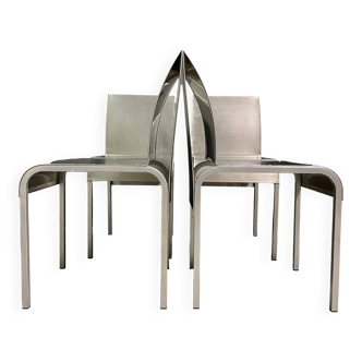 Rare set of 4 Aluminium side chairs 1980's