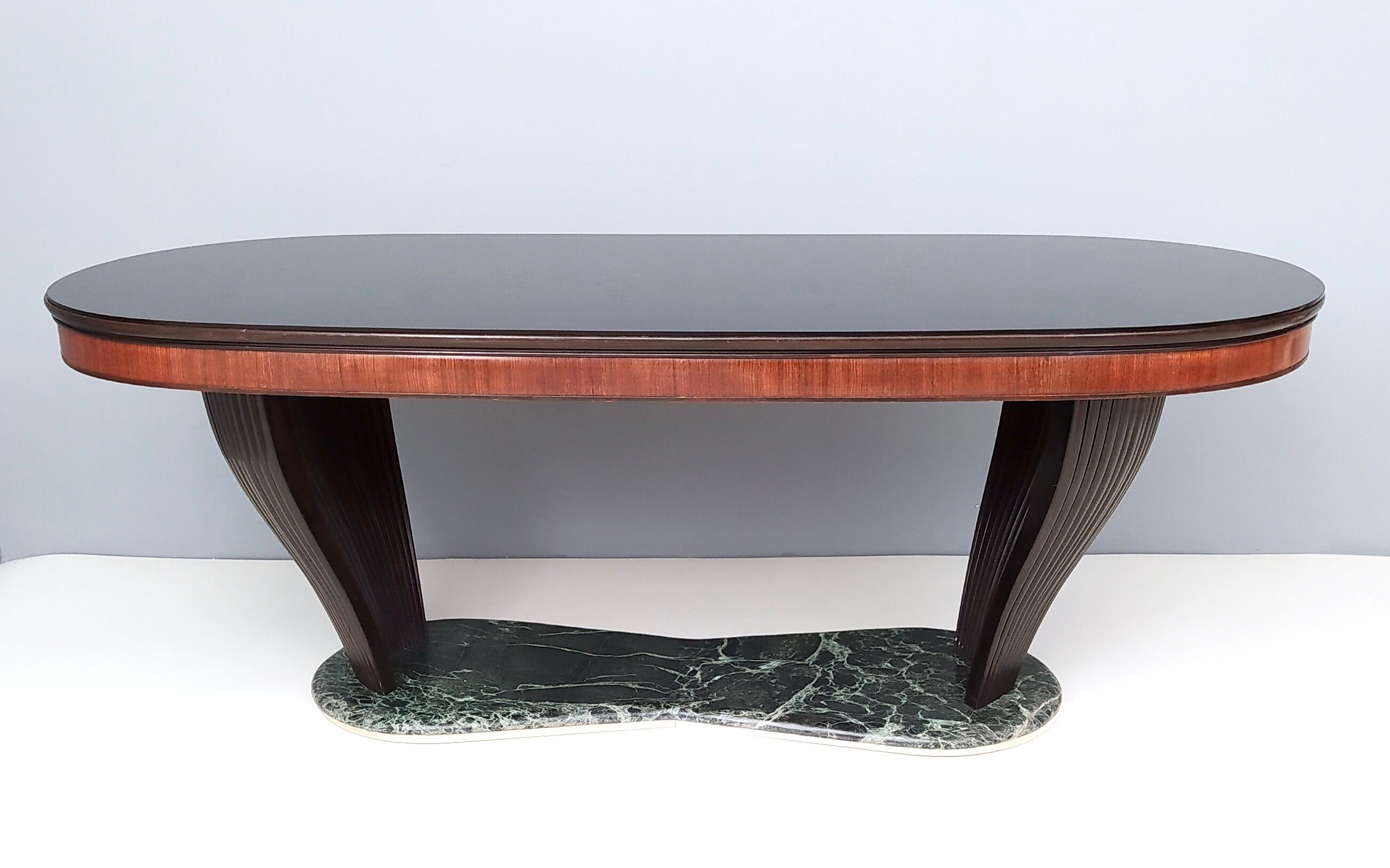 Vintage Dining Table by Vittorio Dassi with Opaline Glass Top and Marble Base