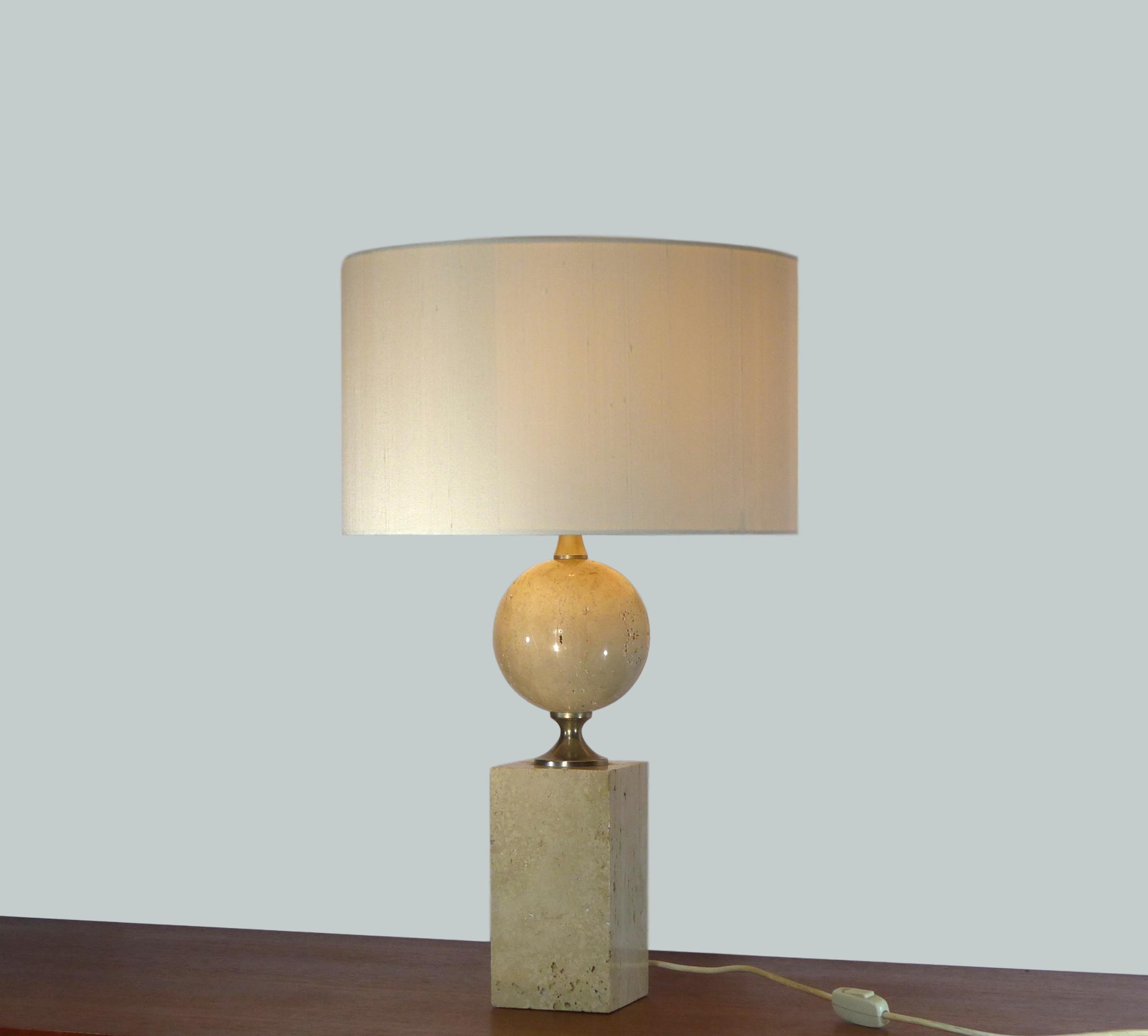 Barbier Philippe lamp in travertine 1970