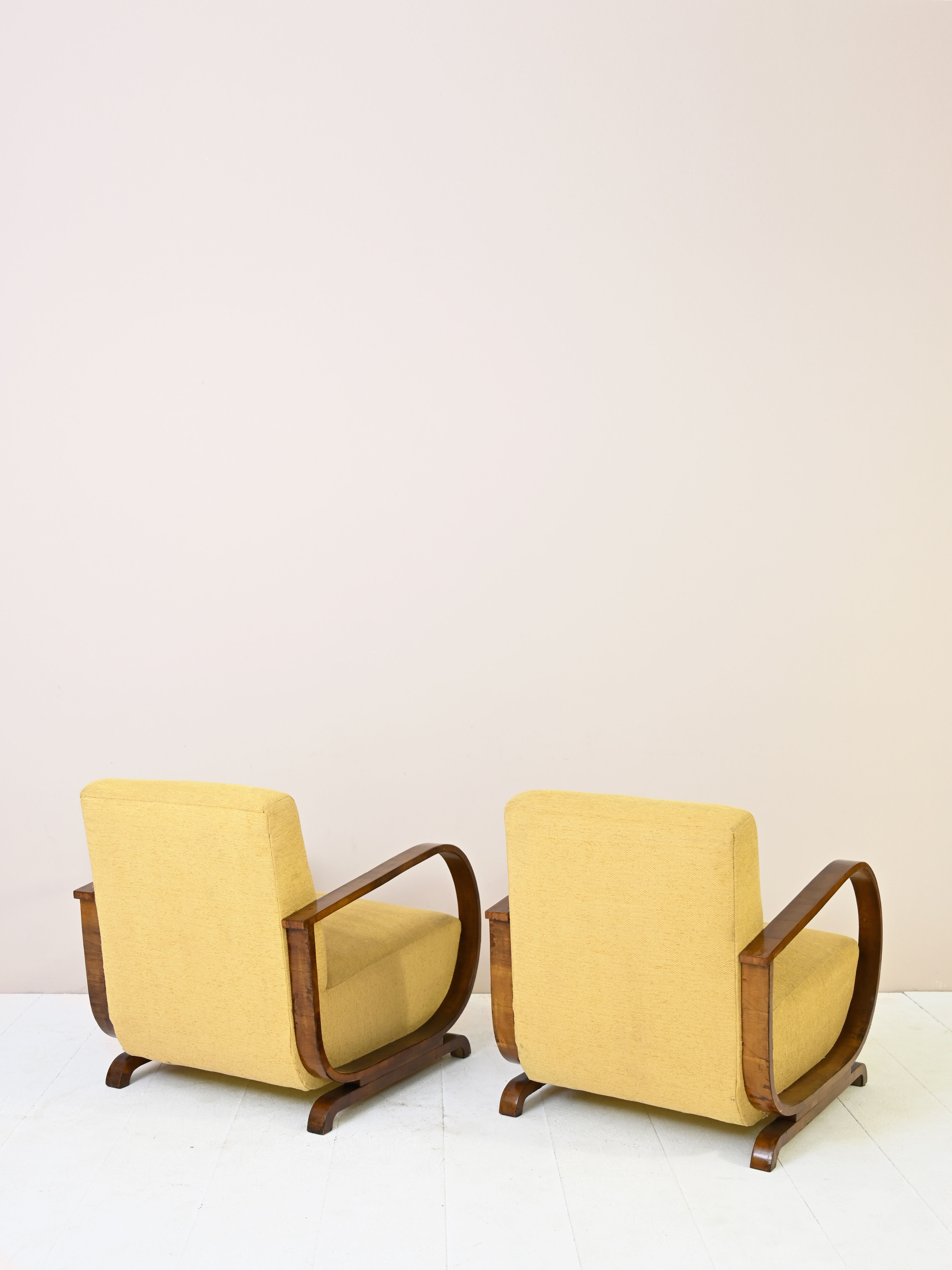 Pair of 1940s deco armchairs