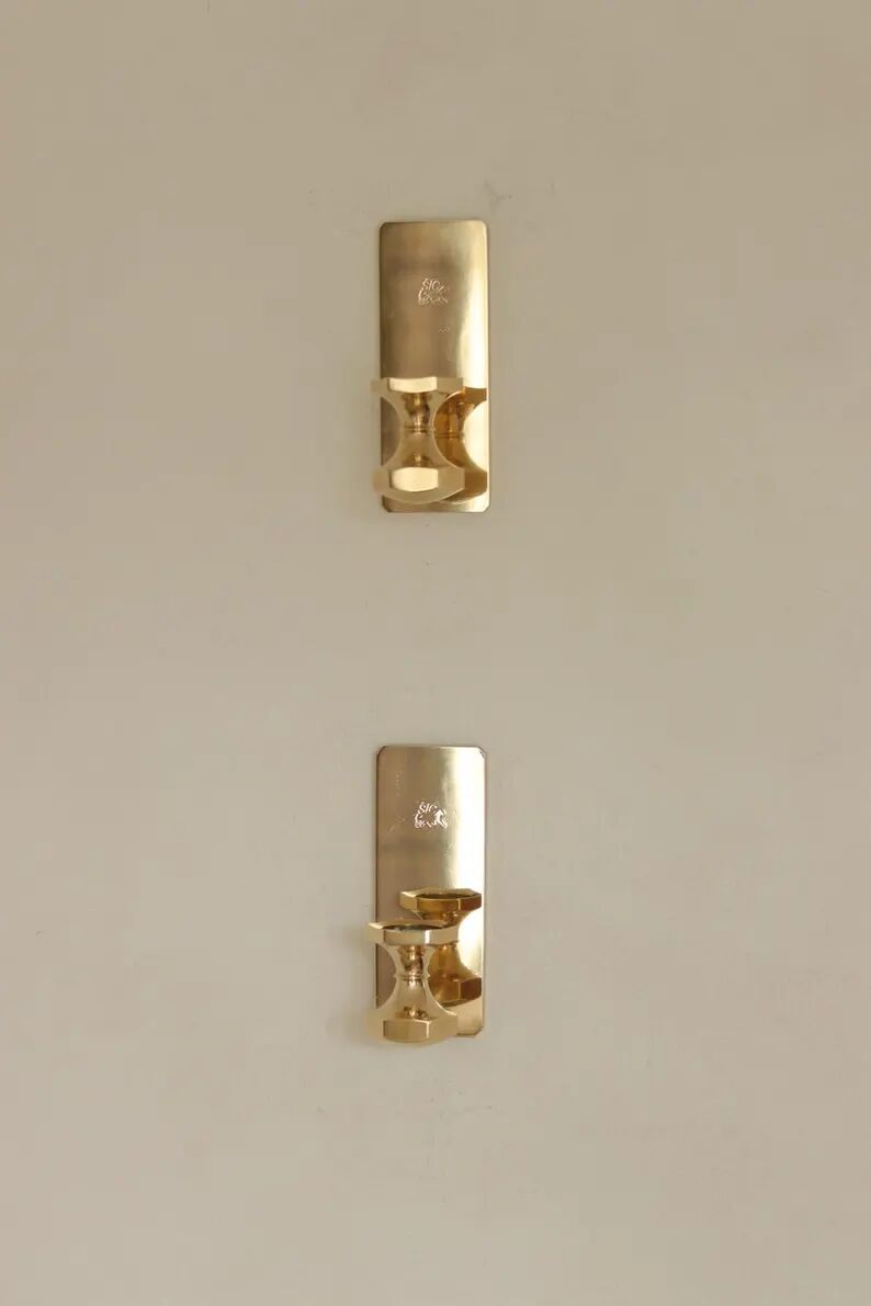 Pair of swedish brass sconces by gusum 1991