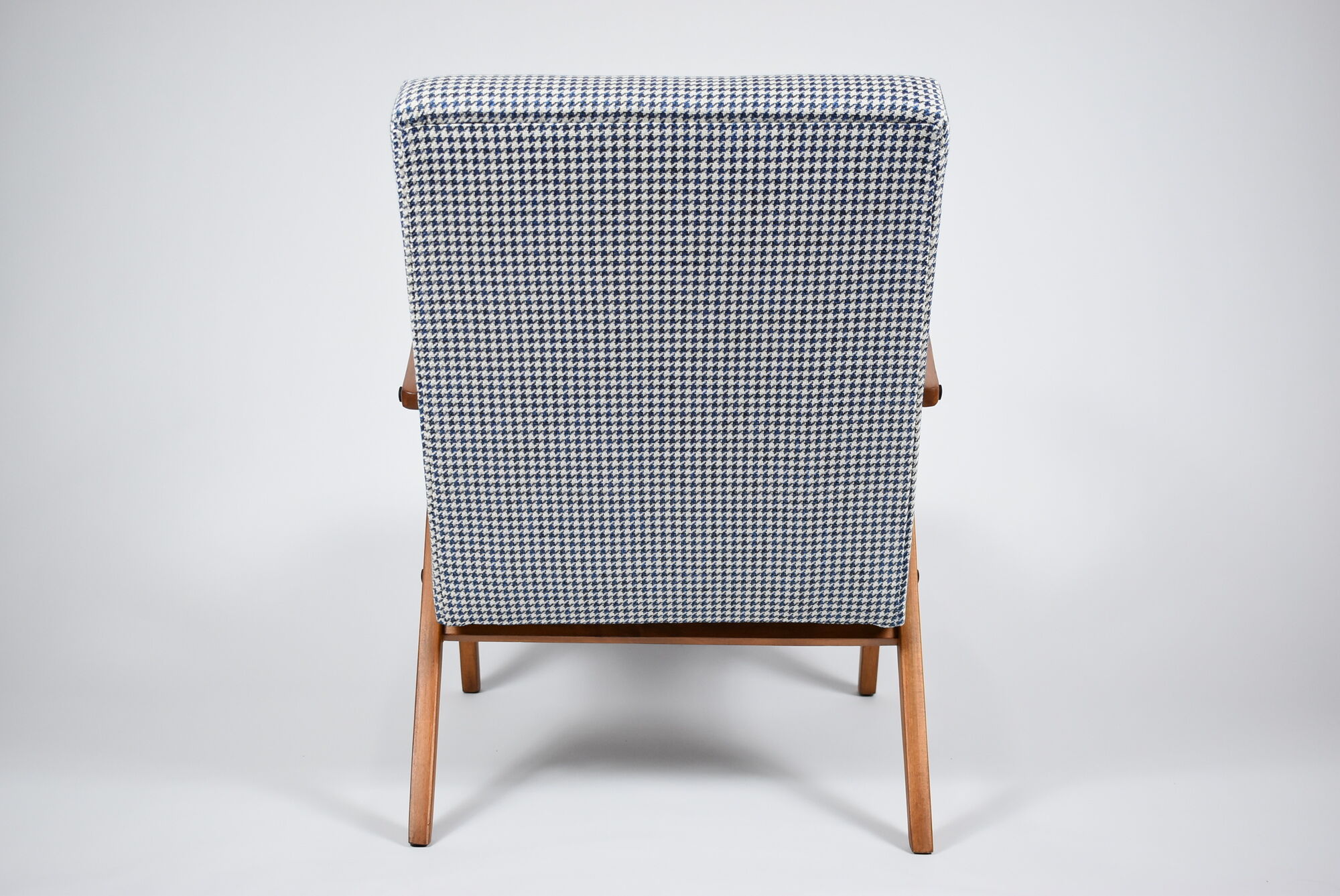 Fauteuil vintage original années 1960, totalement restauré, pied de poule