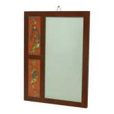 Mid-Century Teak and Ceramic Mirror by Atelier Pinson 1960s