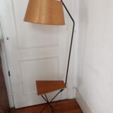 Tripod floor lamp and its tablet. 60s.