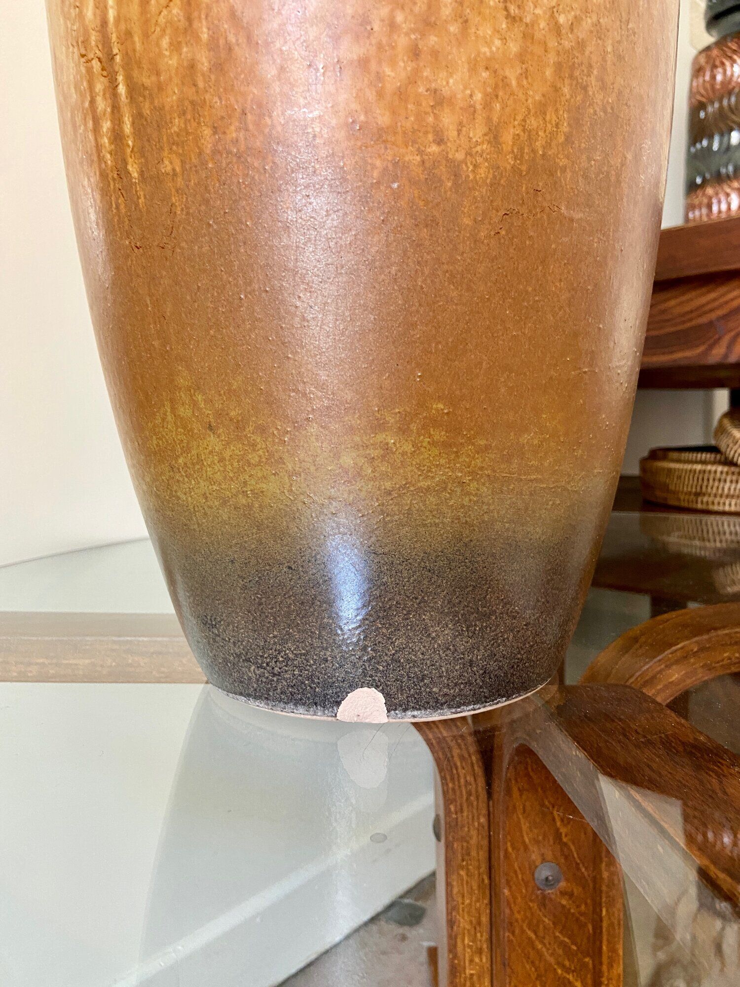 Brown enamelled ceramic vase W. Germany