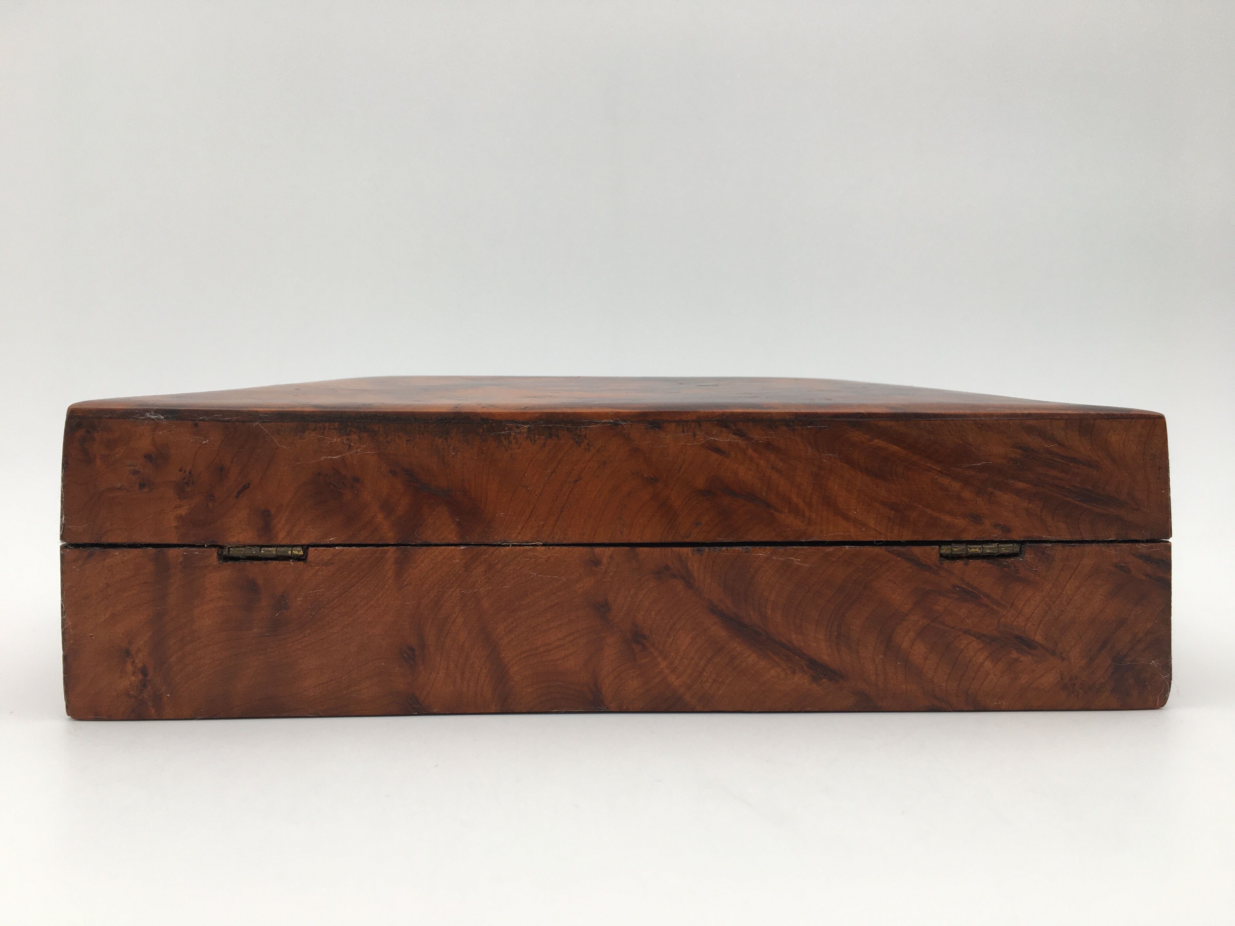 Ancient box, walnut magnifying glass box, early 20th century