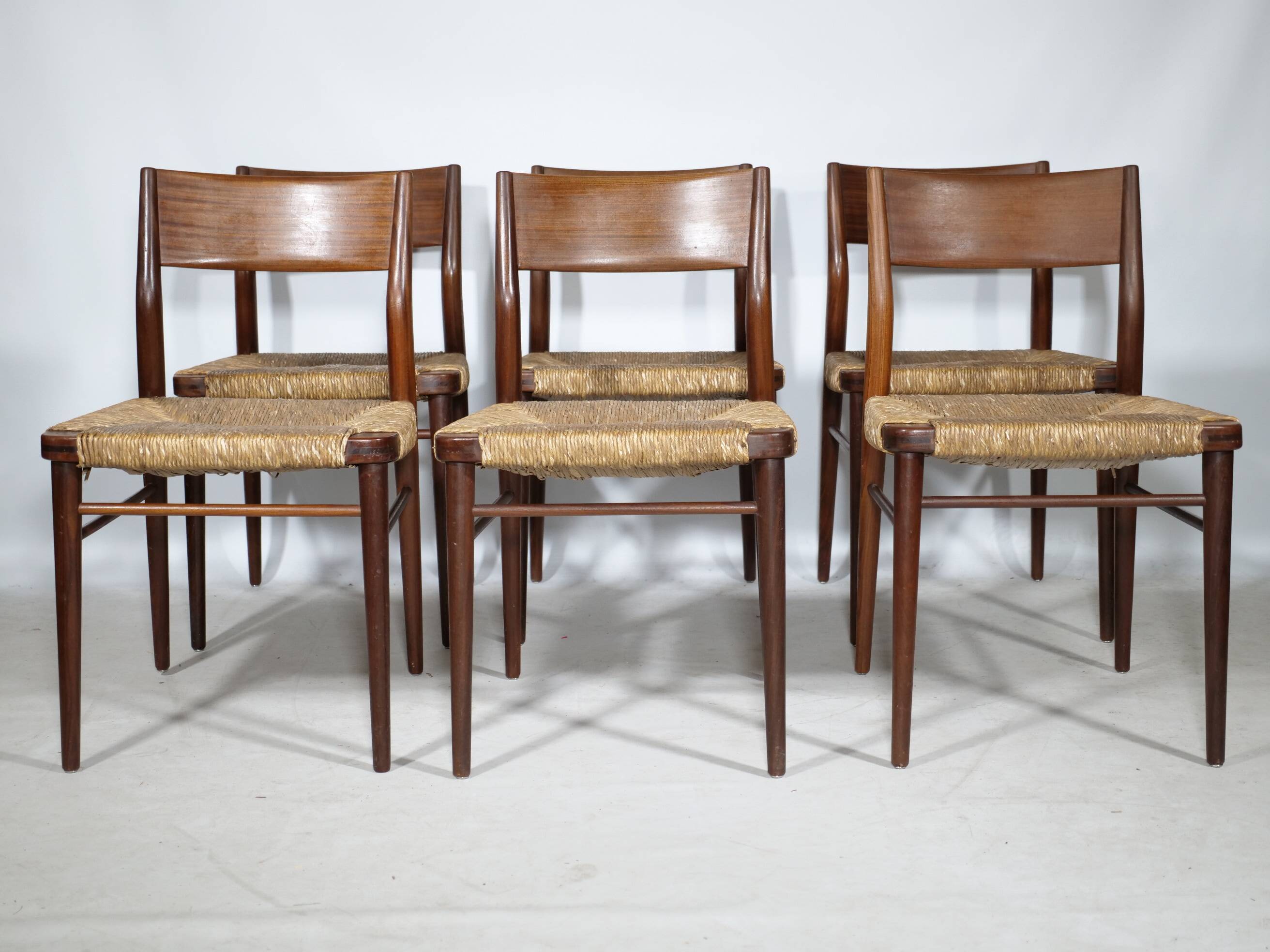 Teak Cane Chairs 351 Georg Leowald for Wilkhahn 1960s