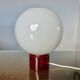 70s lamp in white opaline and translucent red glass