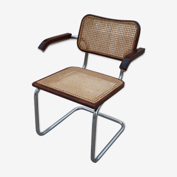 Armchair B 64 by Marcel Breuer dated 2005 made in Italy in chrome steel and rattan