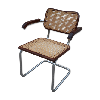 Armchair B 64 by Marcel Breuer dated 2005 made in Italy in chrome steel and rattan