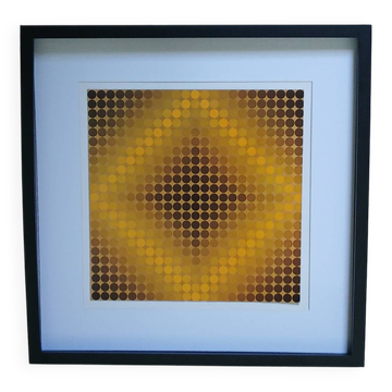 Tableau Vintage Art Optique - Victor VASARELY CTA-102 - Frame 40x40cm
