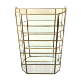 Wall showcase XXL brass glass and mirror 1960