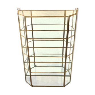 Wall showcase XXL brass glass and mirror 1960