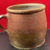 Very large stoneware grease pot Salting tub, folk art - H 20 cm