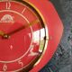Vintage formica clock silent wall clock "FFR crimson red"