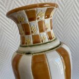 White and brown enamel vase Art Deco style