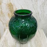 Vase ovoïde verre vert art déco