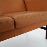 Leather two-seater sofa, 70s Scandinavian design