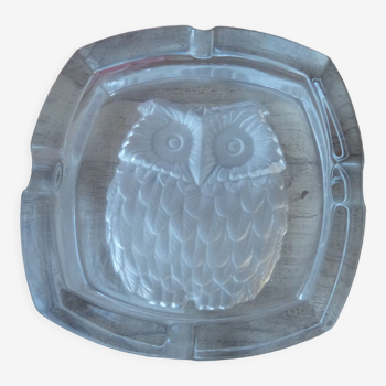 Cristal d'arques empty ashtray pocket owl crystal france engraved clear.