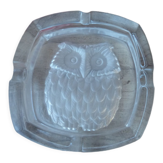 Cristal d'arques empty ashtray pocket owl crystal france engraved clear.