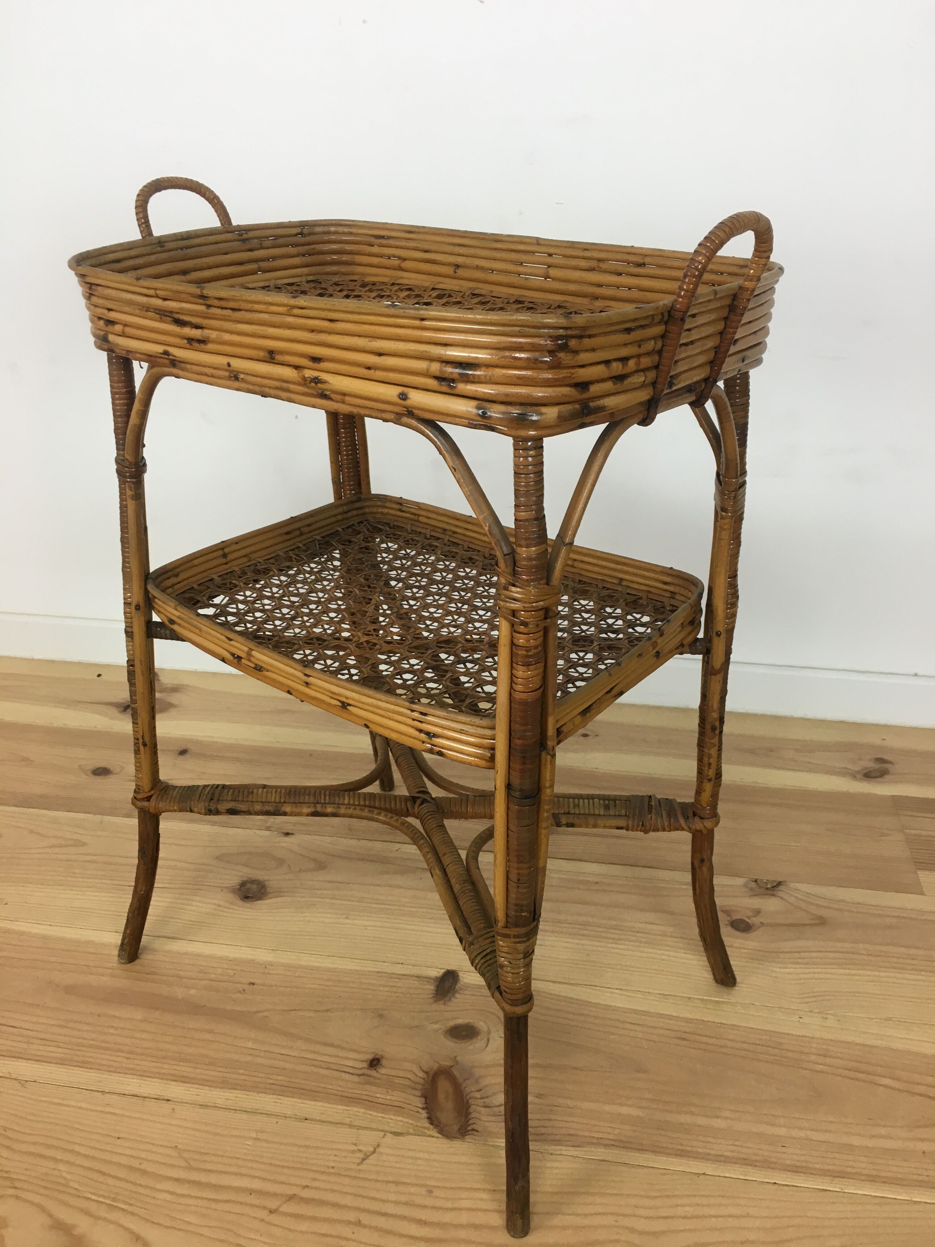 Side table or rattan and canning service