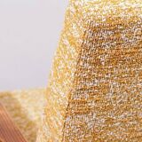 Scandinavian armchair and foot rest yellow mellow Boho upholstery fabric