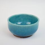 blue ceramic bowl with crackled enamel