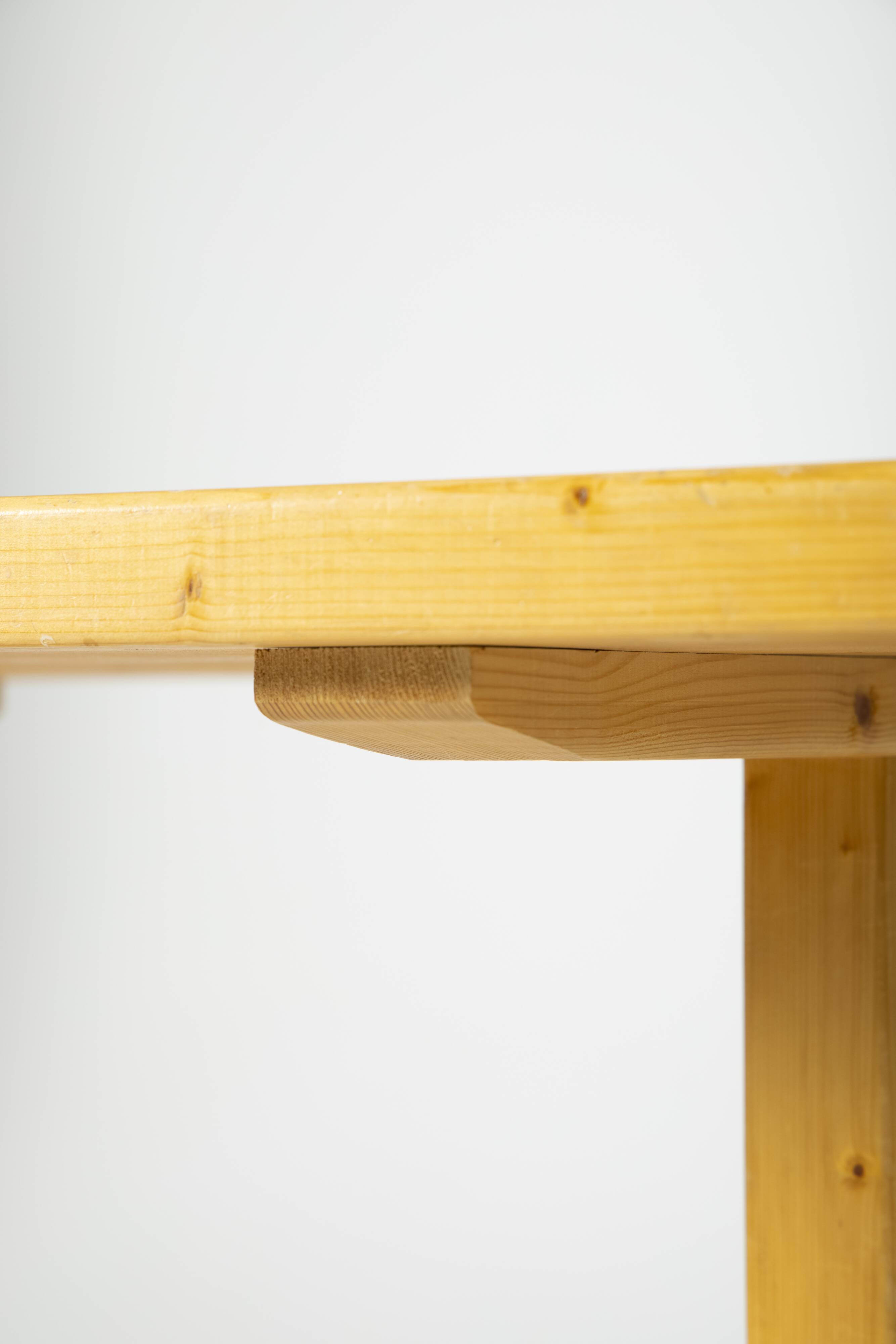 Solid pine table by Charlotte Perriand for Les Arcs, 1970s
