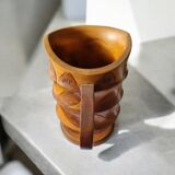 Solid wood vase pot
