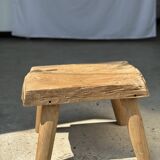 Small side table or stool in four-legged blond teak H:30 L43 l30