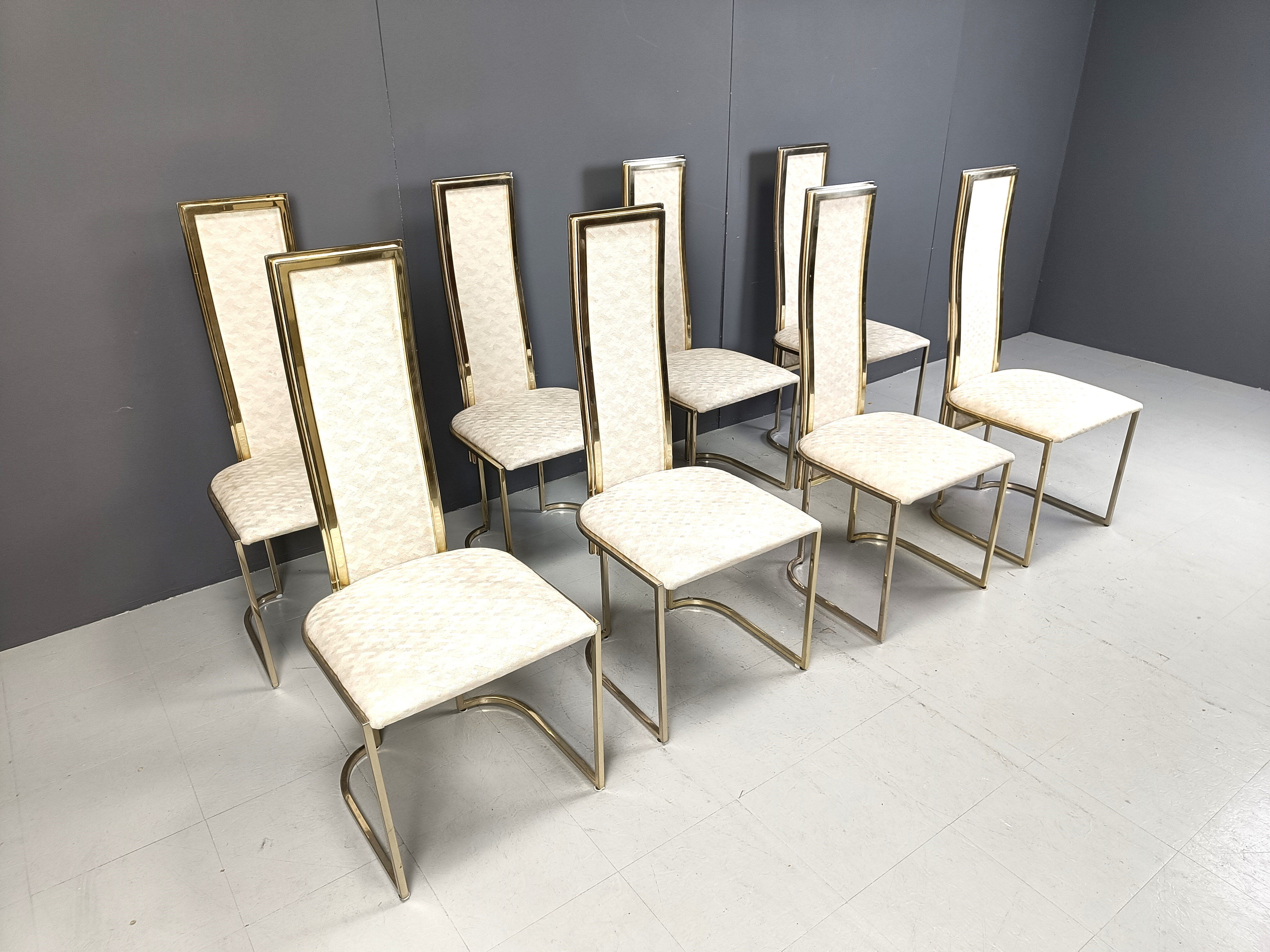 Vintage brass dining chairs by Belgo Chrom, 1970s - set of 8