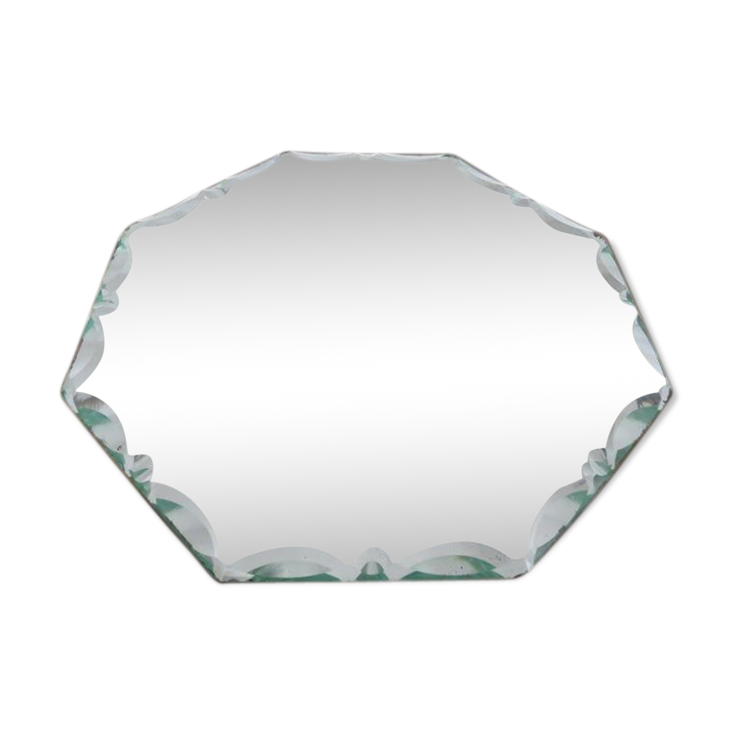 Miroir octogonal biseauté Saint Gobain années 40 50 21 cm X 21 cm