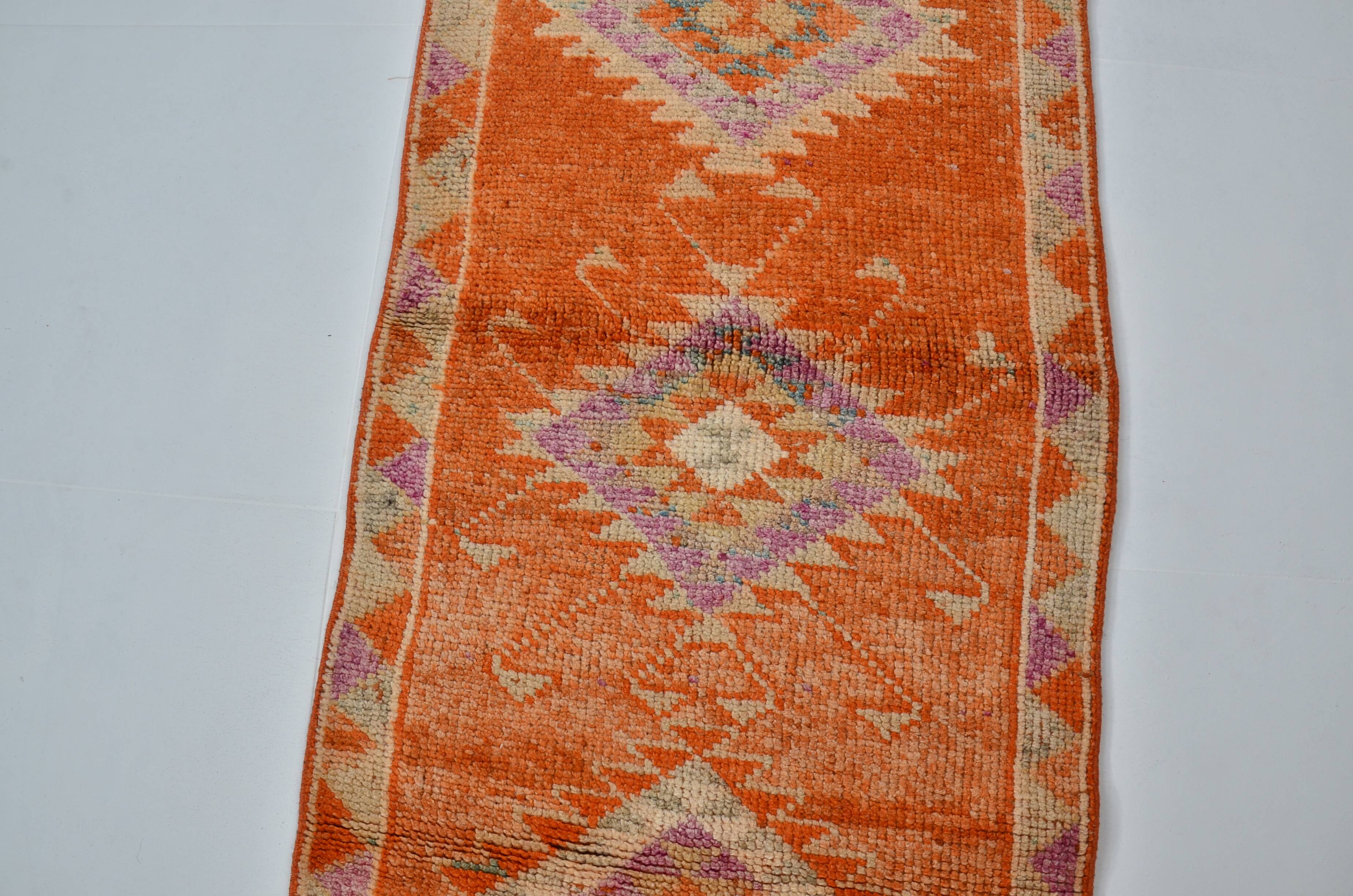 Unique Motif Vintage Wool Runner Rug sku 2120