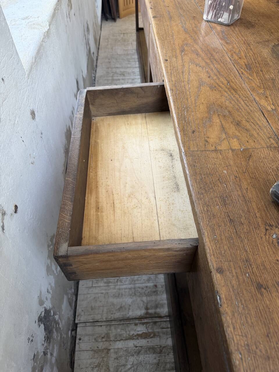 Table de gantier drapière 1900 chêne massif 330cm XL
