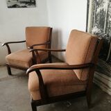 Pair of art deco velvet armchairs