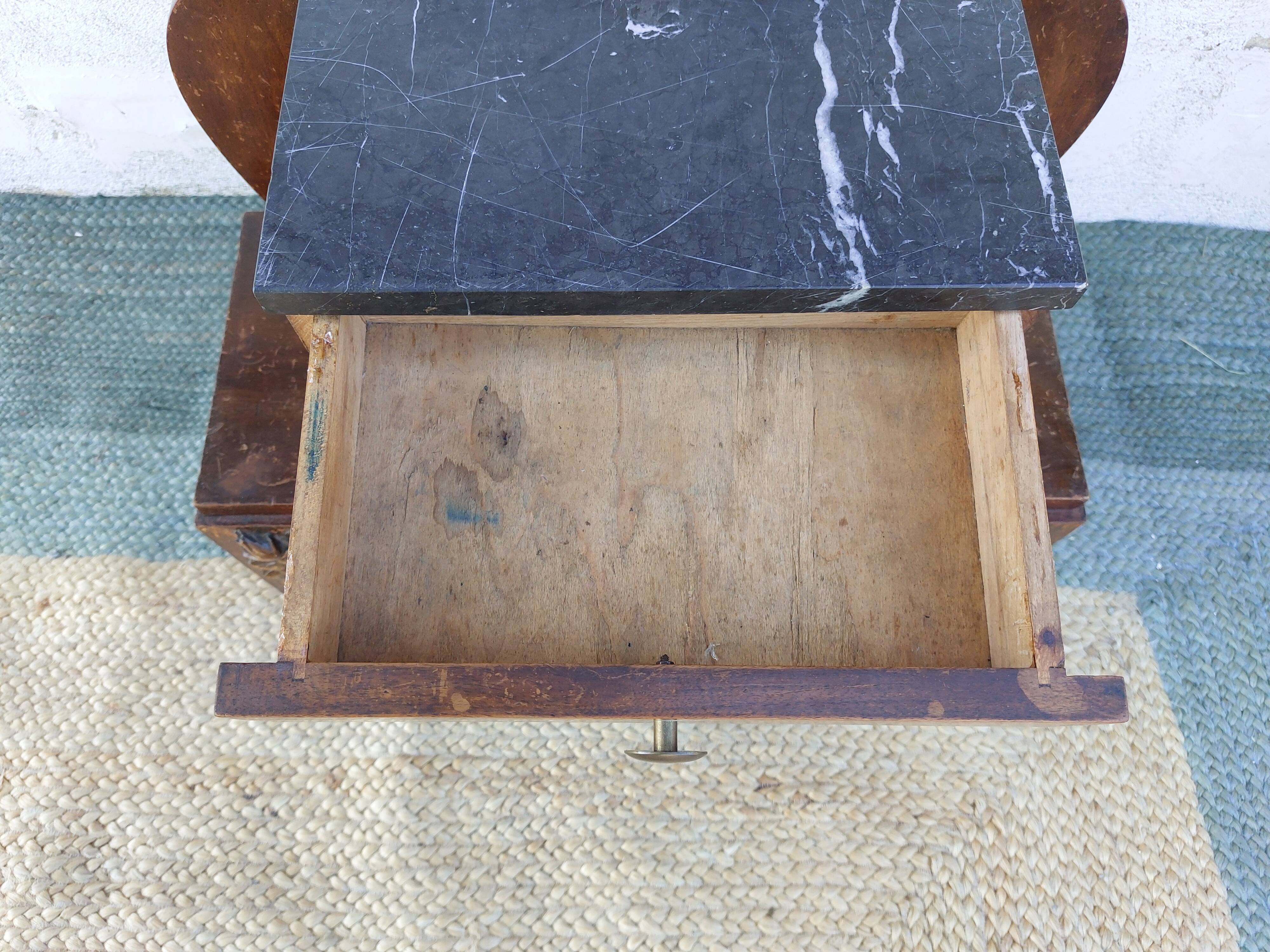 Art deco bedside table, black marble
