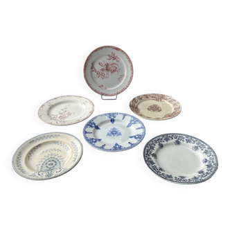 Set of 6 assorted old flat plates
