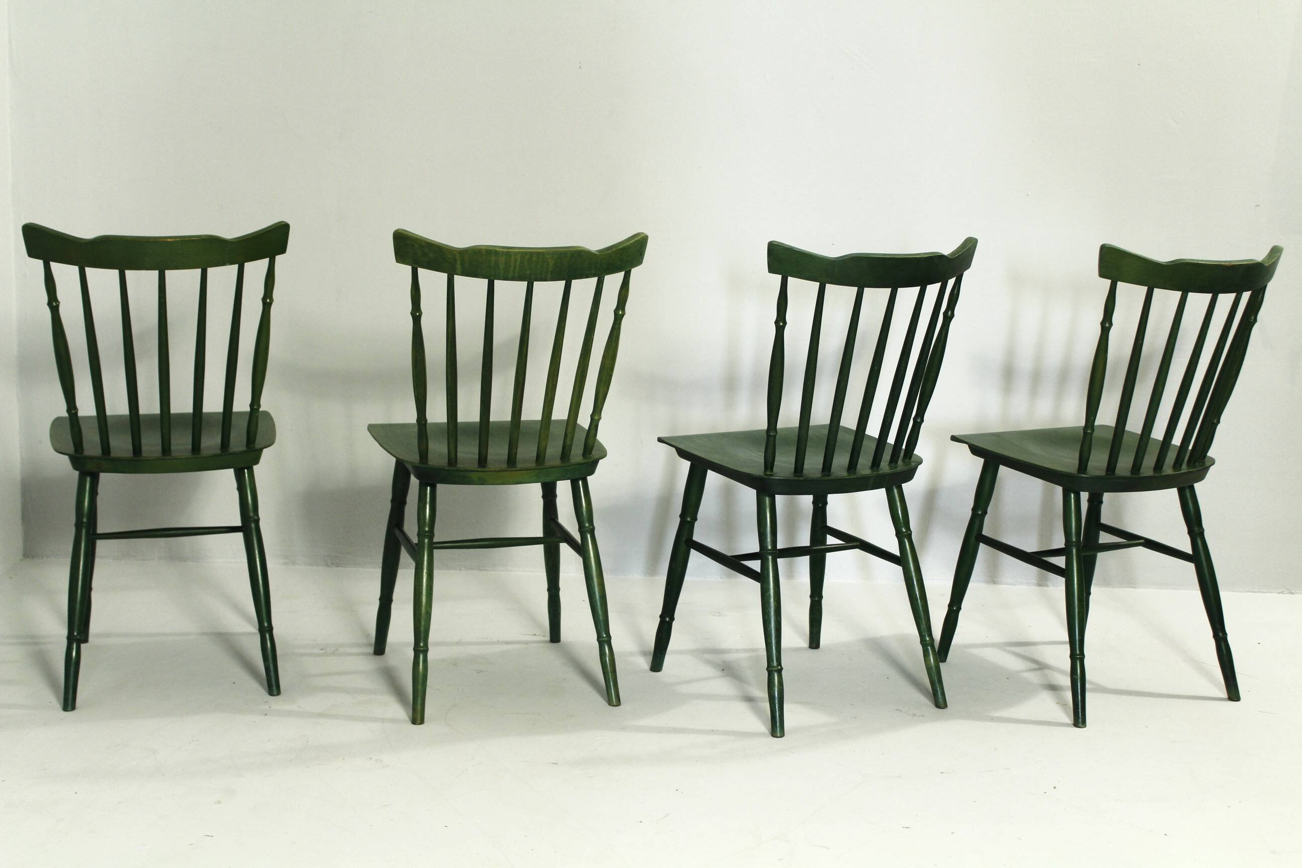 Chaises Green Ton des années 1980, lot de 4