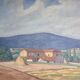Old painting, landscape Monts du Lyonnais, signed and dated 1947