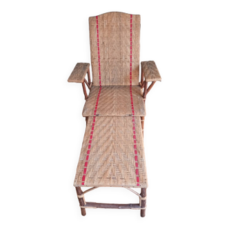 Chaise longue en rotin