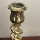 Pair of twisted solid brass candle holders