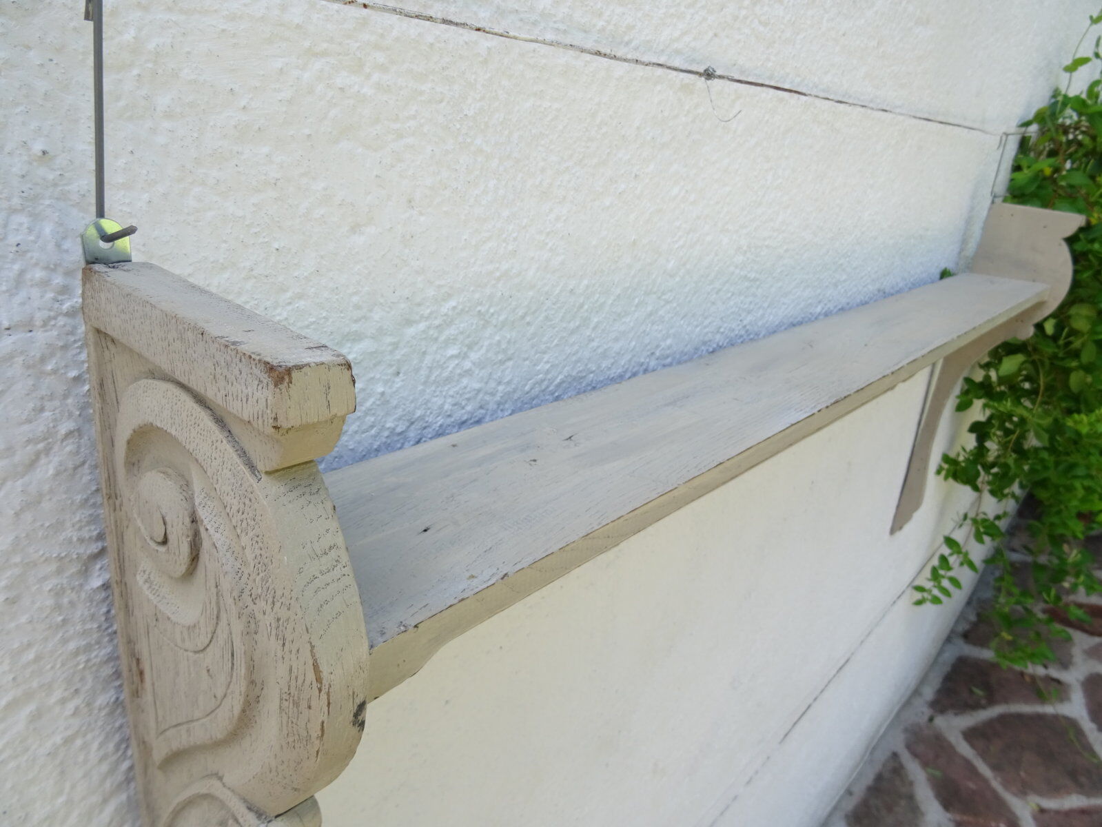 Shabby chic wall shelf in solid oak