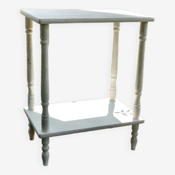Vintage wooden side table with white patina