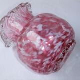 Vase ball old Clichy collection blown glass speckled white pink