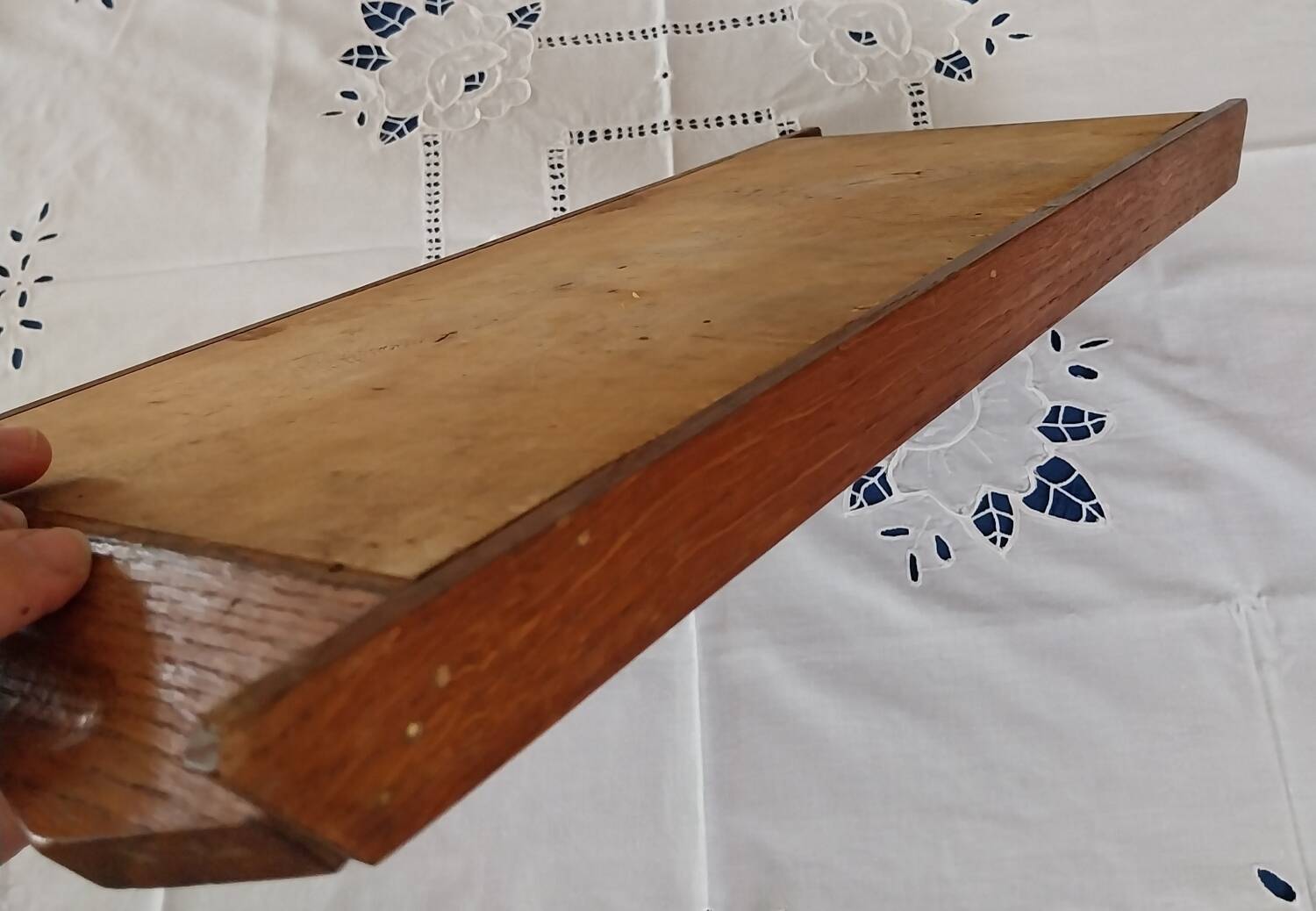 Antique rectangular tray in art deco marquetry wood