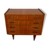 Vintage chest of drawers with 4 drawers handles bakelite feet spindle year 1960