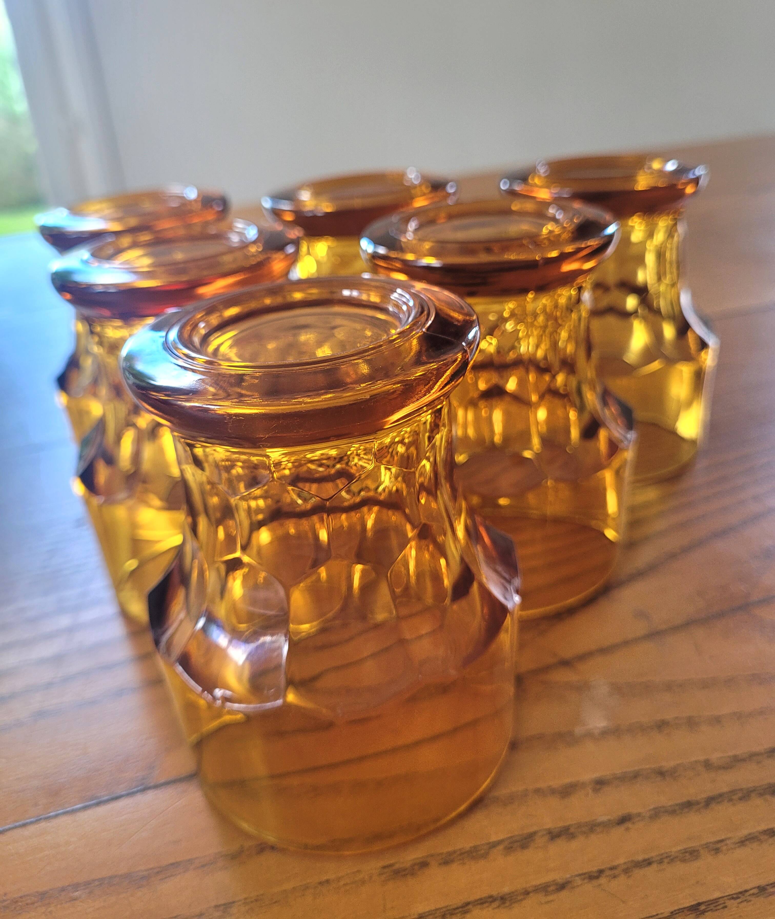 Set of 6 vintage amber glasses, Italy